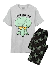 Vanilla Underground Grey Mens SpongeBob SquarePants Short Sleeve Long Leg Licensed Pyjamas - Image 1 of 6