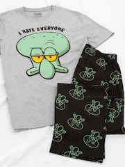 Vanilla Underground Grey Mens SpongeBob SquarePants Short Sleeve Long Leg Licensed Pyjamas - Image 4 of 6