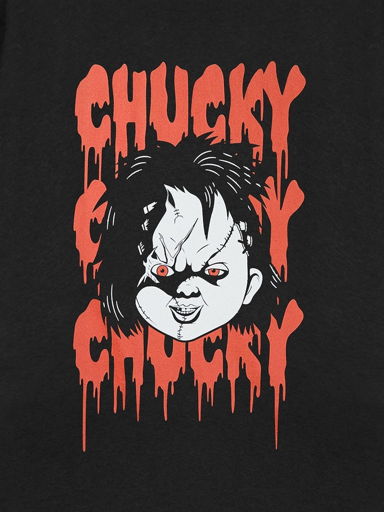 Vanilla Underground Black Unisex Adults Chucky Licensed Halloween 100% Cotton T-Shirt - Image 4 of 6