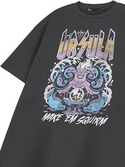 Vanilla Underground Grey Womens Disney The Little Mermaid Ursula Licensed Halloween 100% Cotton T-Shirt - Image 5 of 8