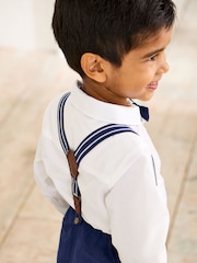 JoJo Maman Bébé Navy 4-Piece Shirt & Trouser Set With Bow Tie & Braces - Image 2 of 6