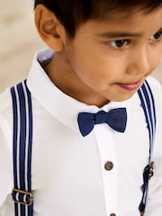 JoJo Maman Bébé Navy 4-Piece Shirt & Trouser Set With Bow Tie & Braces - Image 3 of 6