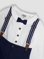 JoJo Maman Bébé Navy 4-Piece Shirt & Trouser Set With Bow Tie & Braces - Image 6 of 6