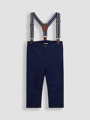JoJo Maman Bébé Navy 4-Piece Shirt & Trouser Set With Bow Tie & Braces - Image 8 of 10