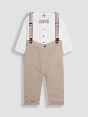 JoJo Maman Bébé Stone 4-Piece Shirt & Trouser Set With Bow Tie & Braces - Image 1 of 8