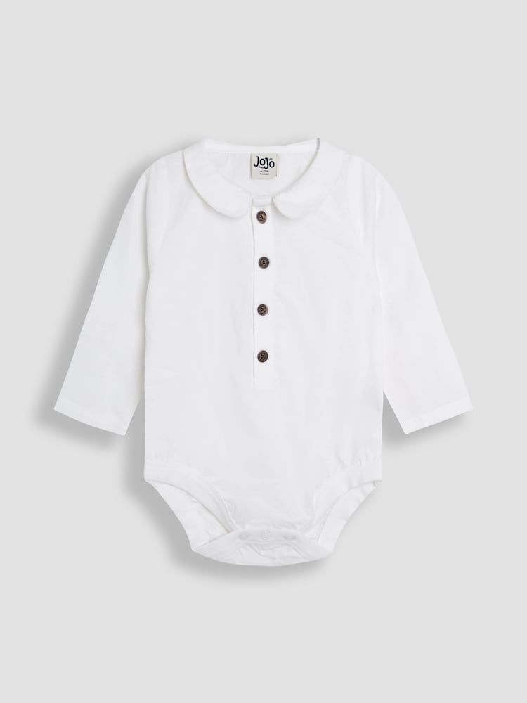 JoJo Maman Bébé Stone 4-Piece Shirt & Trouser Set With Bow Tie & Braces - Image 2 of 8