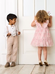 JoJo Maman Bébé Stone 4-Piece Shirt & Trouser Set With Bow Tie & Braces - Image 8 of 8