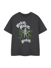Vanilla Underground Grey Girls Beetlejuice Licensed Halloween 100% Cotton T-Shirt - Image 1 of 6