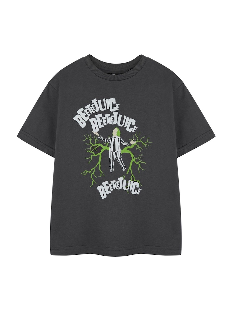 Vanilla Underground Grey Girls Beetlejuice Licensed Halloween 100% Cotton T-Shirt - Image 1 of 6
