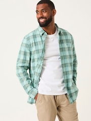 FatFace Brent Aqua Blue Long Sleeve Buffallo Overdye Check Shirt - Image 1 of 5