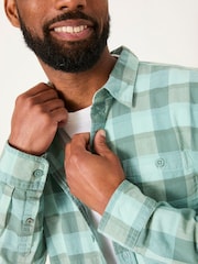 FatFace Brent Aqua Blue Long Sleeve Buffallo Overdye Check Shirt - Image 3 of 5