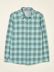 FatFace Brent Aqua Blue Long Sleeve Buffallo Overdye Check Shirt - Image 5 of 5