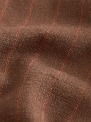 Brown/Orange Stripe Linen Rich City Knee Shorts - Image 2 of 3