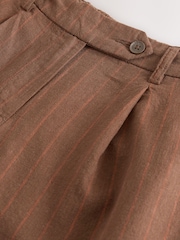 Brown/Orange Stripe Linen Rich City Knee Shorts - Image 3 of 3