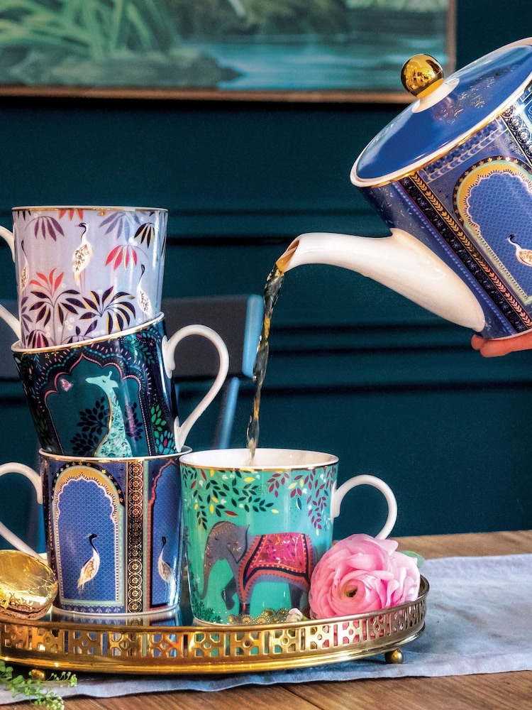 Sara Miller Multi India Assorted Set of 4 Mugs - Image 1 of 10