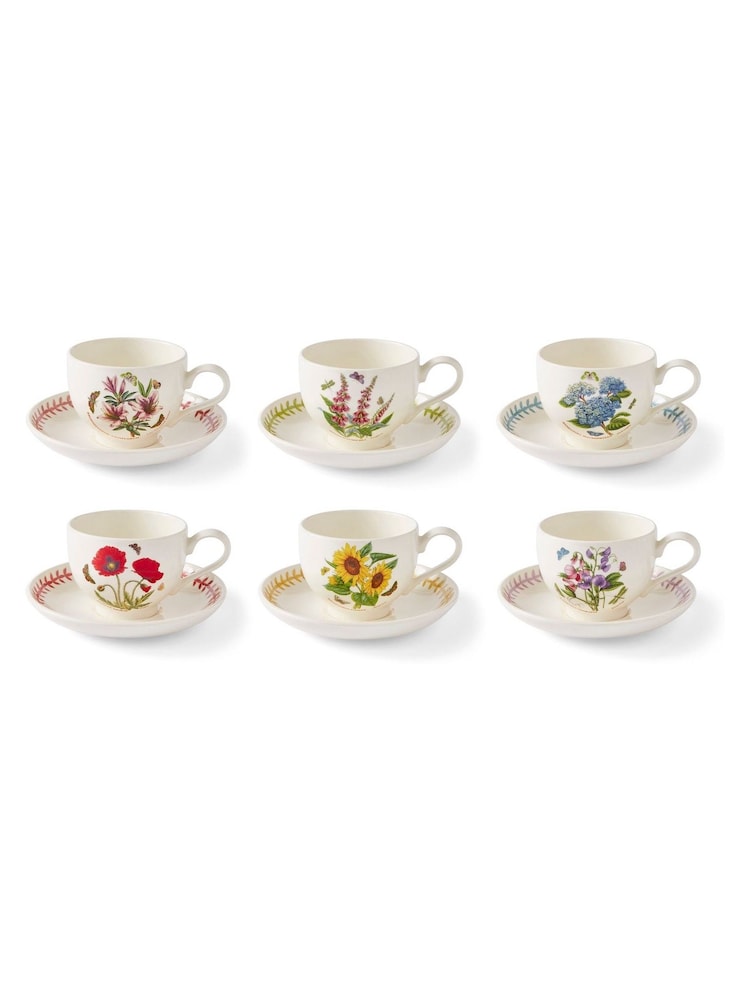 Portmeirion Set of 6 Multi Botanic Garden Meadow Breakfast Teacups And Saucers - Image 2 of 8