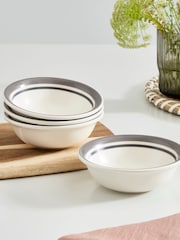 Portmeirion Grey Potter's Stripe Set of 4 13cm Bowls - Image 1 of 8