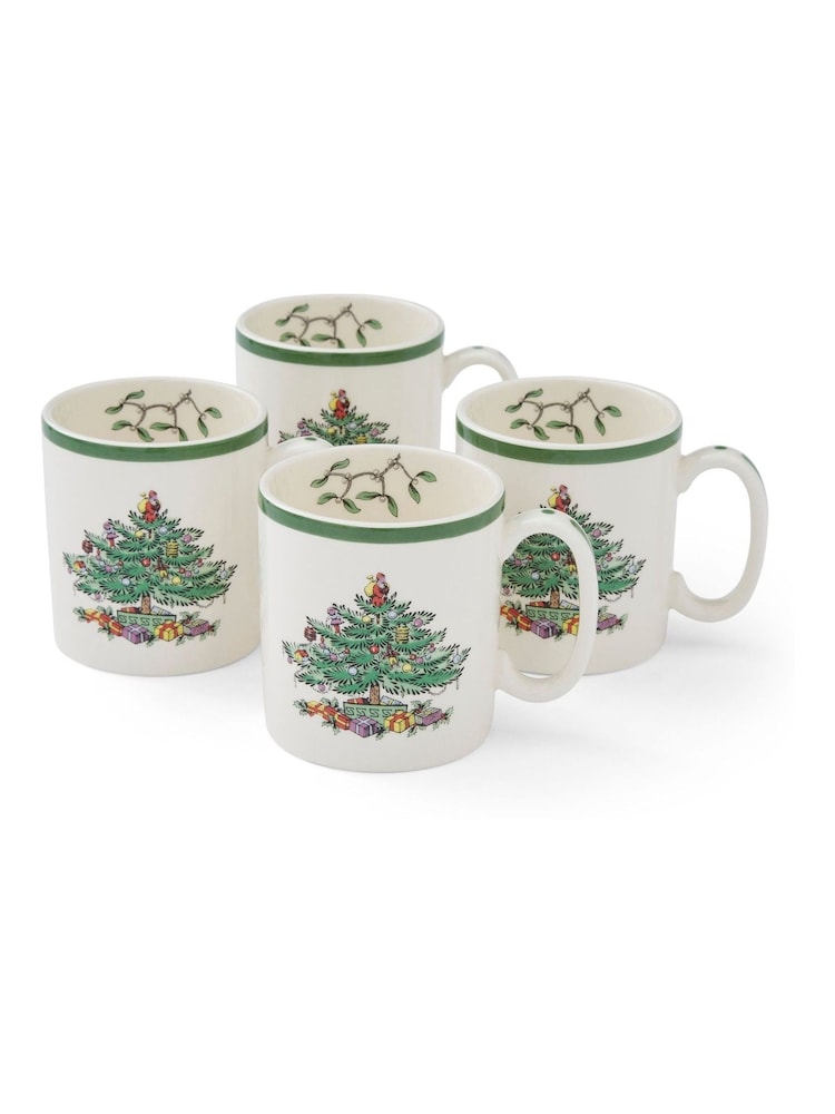 Spode Set of 4 Green Christmas Tree Mugs - Image 2 of 5