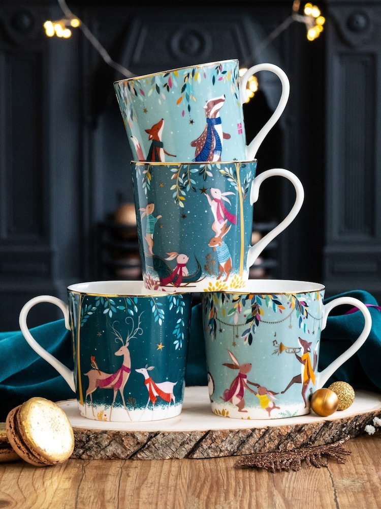 Sara Miller Multi Woodland Tales Set of 4 Mugs - Image 1 of 3