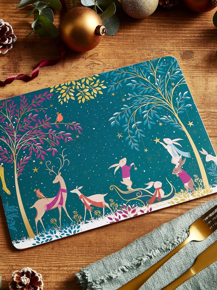 Sara Miller Green Woodland Tales Set of 4 Placemats - Image 1 of 8