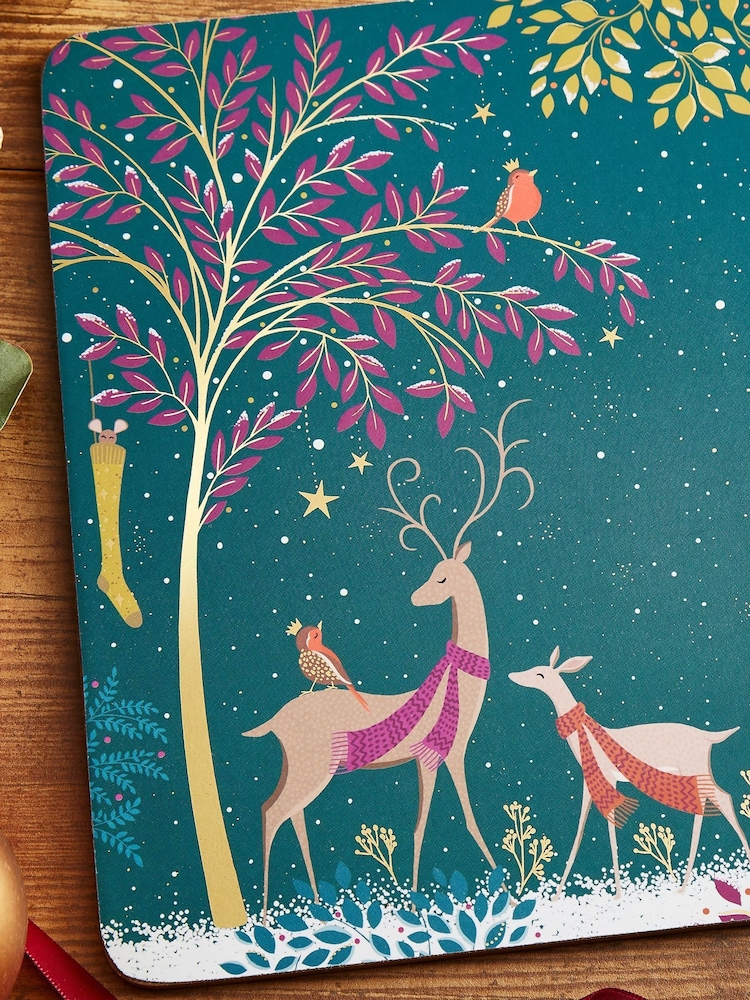 Sara Miller Green Woodland Tales Set of 4 Placemats - Image 2 of 8