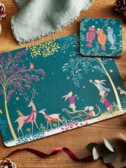 Sara Miller Green Woodland Tales Set of 4 Placemats - Image 3 of 8