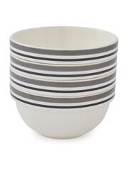 Portmeirion Set of 4 Grey Potter's Stripe 5 Inch Stacking Bowls - Image 6 of 9
