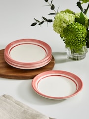 Portmeirion Red Potter's Stripe Set of 4 Bread Plates - Image 1 of 8