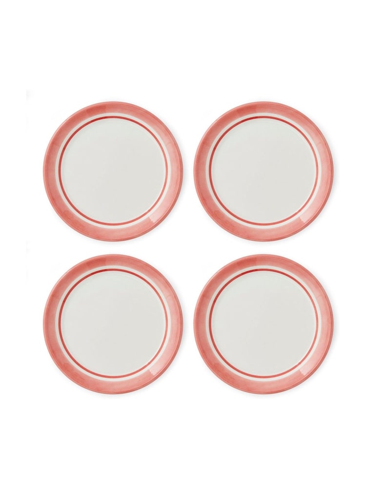 Portmeirion Red Potter's Stripe Set of 4 Bread Plates - Image 2 of 8