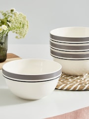 Portmeirion Set of 4 Grey Potter's Stripe 7 Inch Stacking Bowls - Image 1 of 9