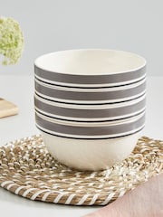 Portmeirion Set of 4 Grey Potter's Stripe 7 Inch Stacking Bowls - Image 2 of 9