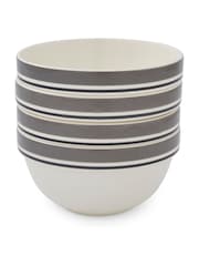 Portmeirion Set of 4 Grey Potter's Stripe 7 Inch Stacking Bowls - Image 6 of 9