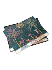 Sara Miller Green Woodland Tales Set of 4 Large Placemats - Image 6 of 8