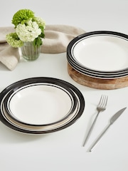 Portmeirion Black Potter's Stripe Set of 4 Dinner Plates - Image 7 of 10
