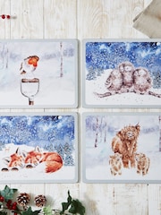 Royal Worcester Set of 4 Multi Wrendale Designs Large Winter Sky Placemats - Image 1 of 4