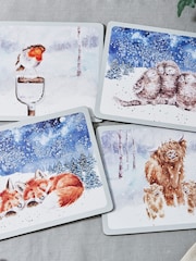 Royal Worcester Set of 4 Multi Wrendale Designs Large Winter Sky Placemats - Image 2 of 4