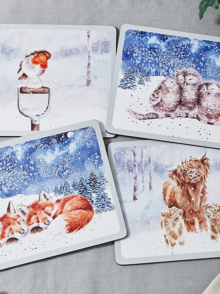 Royal Worcester Set of 4 Multi Wrendale Designs Large Winter Sky Placemats - Image 2 of 4