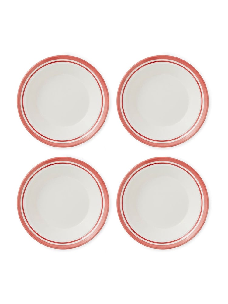 Portmeirion Set of 4 Red Potter's Stripe Soup Plates - Image 2 of 8