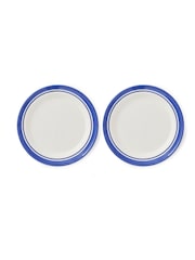 Portmeirion Blue White Potter's Stripe Set of 4 Dinner Plates - Image 5 of 10