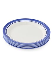 Portmeirion Blue White Potter's Stripe Set of 4 Dinner Plates - Image 6 of 10