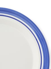 Portmeirion Blue White Potter's Stripe Set of 4 Dinner Plates - Image 8 of 10