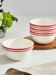 Portmeirion Red Potter's Stripe 5 Inch Stacking Bowls Set of 4 - Image 1 of 9