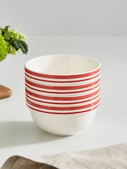 Portmeirion Red Potter's Stripe 5 Inch Stacking Bowls Set of 4 - Image 2 of 9