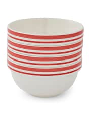 Portmeirion Red Potter's Stripe 5 Inch Stacking Bowls Set of 4 - Image 6 of 9