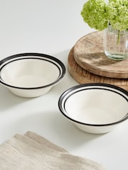 Portmeirion Set of 4 Black Potter's Stripe Oatmeal Bowls - Image 1 of 10