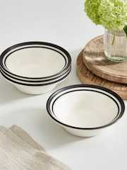 Portmeirion Set of 4 Black Potter's Stripe Oatmeal Bowls - Image 2 of 10