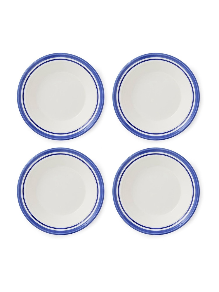 Portmeirion Blue White Potter's Stripe Set of 4 Soup Plates - Image 2 of 7