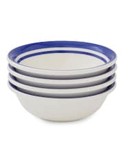 Portmeirion Blue White Potter's Stripe Set of 4 13cm Bowls - Image 6 of 9