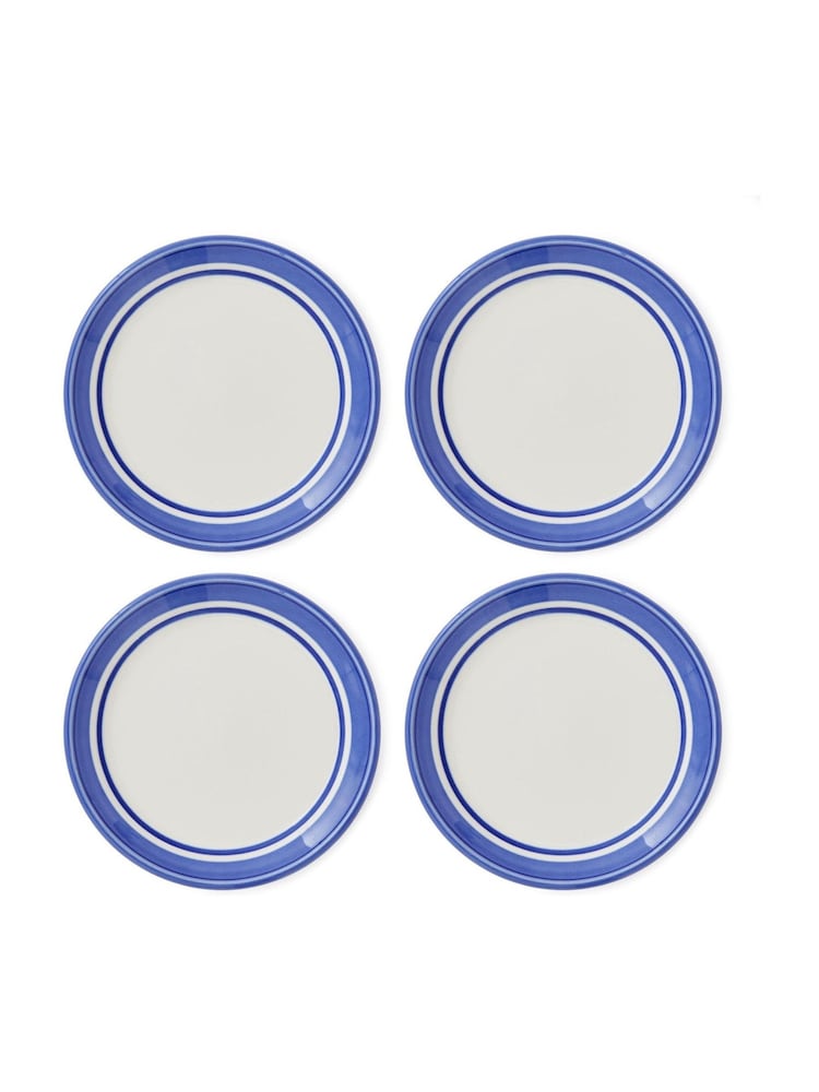 Portmeirion Blue White Potter's Stripe Set of 4 Bread Plates - Image 2 of 7
