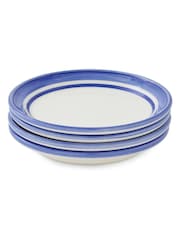 Portmeirion Blue White Potter's Stripe Set of 4 Bread Plates - Image 5 of 7